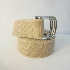 Polo Ralph Lauren Men L / XL Beige Canvas Web Belt  Silver Tone Buckle Casual